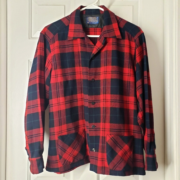 1950s Vintage Pendleton Pure Virgin Wool Plaid Button Down Women's Medium - Picture 1 of 10